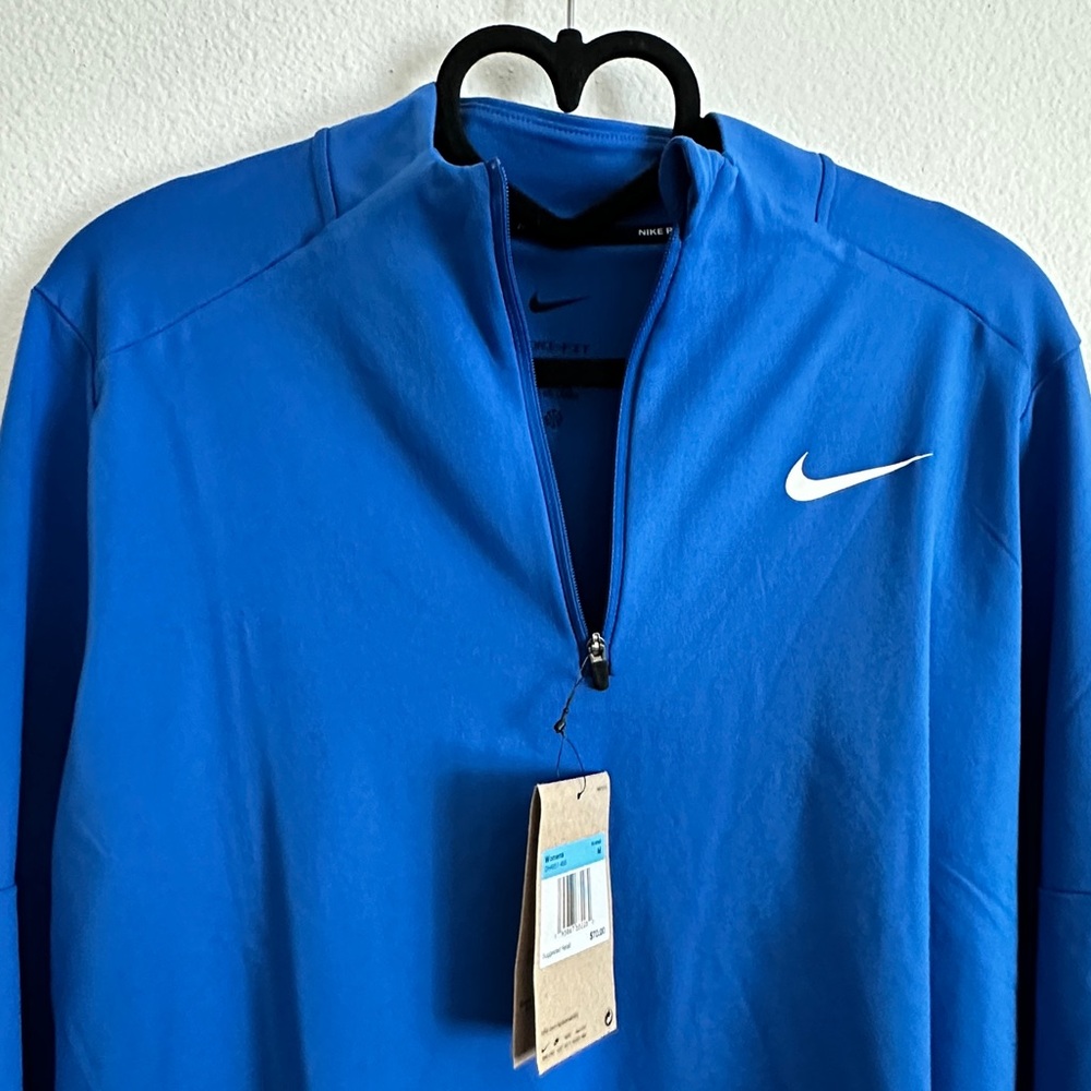 Nike Blue Dri-FIT Quarter Zip Hi-Low Hem Running Pullover Shirt Size M